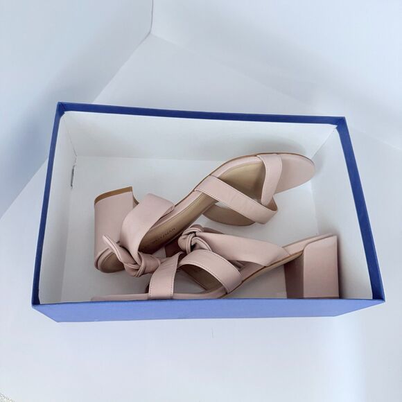 NIB Stuart Weitzman Criss Cross Bow Knot Block Heel Sandals in Dolce Pink Size 9 - Picture 13 of 14
